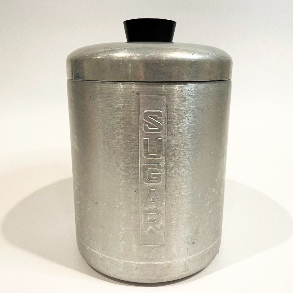 Vintage Steelmaster Sugar Canister w/ Lid Stainless Steel 1950s Made in Italy